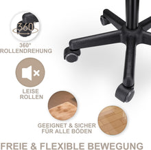 Lade das Bild in den Galerie-Viewer, Rollhocker höhenverstellbar, leise Rollen, 44–58 cm, Schwarz
