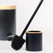 Lade das Bild in den Galerie-Viewer, Klobürste Holz, Toilettenbürste in Edelstahl, WC Bürsten &amp; Halter, Badezimmer Set, Bürstengarnitur, Klobürstenhalter, Klobesen (Schwarz)
