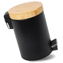 Lade das Bild in den Galerie-Viewer, Mülleimer Bad mit Holzdeckel, Kosmetikeimer mit Absenkautomatik (Soft Close), Badezimmer eimer, Abfalleimer Bad ( 3L)
