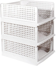 Lade das Bild in den Galerie-Viewer, Schrank Organizer Kleiderschrank 3 Stück, Faltbare Aufbewahrungsbox, Ordnungssystem für Schubladen, Schließfächer, Kleiderschränke (Weiß)
