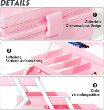 Lade das Bild in den Galerie-Viewer, Aufbewahrungsbox mit fächern, Sortierboxen, Nähkasten, Bastelkoffer leer, Medicine Organizer Box, Angelkoffer, Aufbewahrung for Kleinteile, Haargummi (Rosa-31,5cm)
