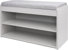 Lade das Bild in den Galerie-Viewer, Schuhbank mit Sitzfläche &amp; Polster, Sitzbank mit Stauraum, Schuhregal mit Sitzfläche, Schuhregal mit 2 Ebenen Grau für Flur, Eingang 76 x 30 x 45 cm
