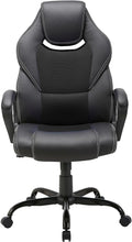 Lade das Bild in den Galerie-Viewer, Gaming Stuhl, Gaming Sessel, Ergonomischer mit Wippfunktion gepolsterter Rückenlehne höhenverstellbar Schreibtischstuhl  (Schwarz)
