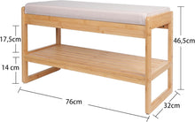 Lade das Bild in den Galerie-Viewer, Schuhbank mit Sitzfläche &amp; Polster, Sitzbank mit Stauraum, Schuhregal mit Sitzfläche, Schuhregal mit 2 Ebenen Grau für Flur, Eingang 76 x 30 x 45 cm
