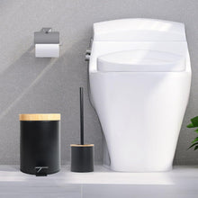 Lade das Bild in den Galerie-Viewer, Klobürste Holz, Toilettenbürste in Edelstahl, WC Bürsten &amp; Halter, Badezimmer Set, Bürstengarnitur, Klobürstenhalter, Klobesen (Schwarz)
