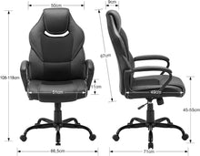 Lade das Bild in den Galerie-Viewer, Gaming Stuhl, Gaming Sessel, Ergonomischer mit Wippfunktion gepolsterter Rückenlehne höhenverstellbar Schreibtischstuhl  (Schwarz)
