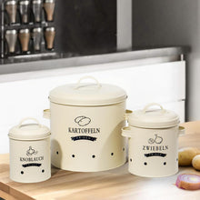 Lade das Bild in den Galerie-Viewer, Kartoffel Vorratsdosen Set, Kartoffeltopf im Retro Zwiebeltopf, Vorratsbehälter aus Metall,  Kann Kartoffeln für eine Lange Zeit lagern(Set)
