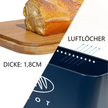 Lade das Bild in den Galerie-Viewer, Brotbox  mit Deckel, Großer Knäckebrot Box aus Metall, Brotaufbewahrungsbox , Brot,Kekse Lange Aufbewahren und Trocken Halten(Dunkelblau-30cm)
