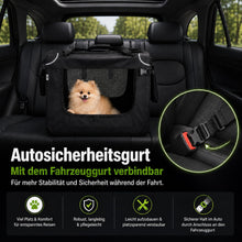 Lade das Bild in den Galerie-Viewer, Hundebox Faltbar Hundetransportbox, robust Transportbox für Hund &amp; Katze Groß Hundetasche Auto Haustiertransportbox für Unterwegs &amp; Zuhause Schwarz
