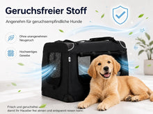 Lade das Bild in den Galerie-Viewer, Hundebox Faltbar Hundetransportbox, robust Transportbox für Hund &amp; Katze Groß Hundetasche Auto Haustiertransportbox für Unterwegs &amp; Zuhause Schwarz
