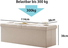 Lade das Bild in den Galerie-Viewer, Sitzbank mit Stauraum Sitzhocker Faltbar Sitztruhe belastbar, Deckel Abnehmbar, 114cm。

