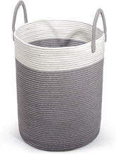 Lade das Bild in den Galerie-Viewer, Wäschekorb mit Henkel, Spielzeug Aufbewahrung, Aufbewahrungsbox Geflochten, Wäschesammler Groß, Aufbewahrungskorb Kinderzimmer (D 38 x H 50 CM)

