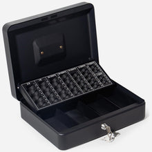 Lade das Bild in den Galerie-Viewer, Geldkassette mit münzzählbrett, 30x24x9 CM, Kasse Abschließbar, Cash Box Groß, Spardose, Geld organizer (Schwarz-30cm)
