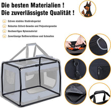 Lade das Bild in den Galerie-Viewer, Hundebox Faltbar Hundetransportbox, robust Transportbox für Hund &amp; Katze Groß Hundetasche Auto Haustiertransportbox für Unterwegs &amp; Zuhause Dunkelblau
