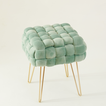 Lade das Bild in den Galerie-Viewer, Moderner Velvet SitzBank, Quadratisch Ottoman-Fußhocker
