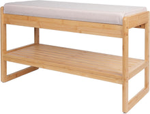 Lade das Bild in den Galerie-Viewer, Schuhbank mit Sitzfläche &amp; Polster, Sitzbank mit Stauraum, Schuhregal mit Sitzfläche, Schuhregal mit 2 Ebenen Grau für Flur, Eingang 76 x 30 x 45 cm
