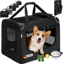 Lade das Bild in den Galerie-Viewer, Hundebox Faltbar Hundetransportbox, robust Transportbox für Hund &amp; Katze Groß Hundetasche Auto Haustiertransportbox für Unterwegs &amp; Zuhause Schwarz
