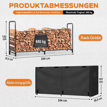 Lade das Bild in den Galerie-Viewer, Kaminholzregal Außen Metall, Brennholzregal mit Abdeckung | Holzunterstand für Garten und Terrasse, Brennholzregal, Holzstapelhilfe
