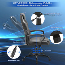 Lade das Bild in den Galerie-Viewer, Gaming Stuhl, Gaming Sessel, Ergonomischer mit Wippfunktion gepolsterter Rückenlehne höhenverstellbar Schreibtischstuhl  (Schwarz)
