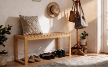 Lade das Bild in den Galerie-Viewer, Schuhbank aus Bambus mit Sitzfläche, Sitzbank mit Stauraum, Schuhregal mit Sitzfläche für Flur, Eingang, Wohnzimmer &amp; Schlafzimmer 76 x 42 x 32 cm
