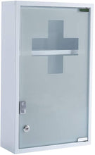 Lade das Bild in den Galerie-Viewer, Medizinschrank Abschließbar Hängend, Erste Hilfe Schrank, Arzneischrank aus Edelstahl, Wand-Medizinbox 48 x 27 x 12 cm (Weiß - 3 Schichten)
