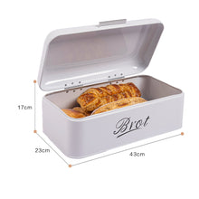 Lade das Bild in den Galerie-Viewer, Brotbox  mit Deckel, Großer Knäckebrot Box aus Metall, Brot und Kekse Lange Aufbewahren und Trocken Halten, Retro Design 43cm*23cm*17cm (Weiß)
