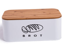 Lade das Bild in den Galerie-Viewer, Brotbox  mit Deckel, Großer Knäckebrot Box aus Metall, Brotaufbewahrungsbox , Brot,Kekse Lange Aufbewahren und Trocken Halten(Weiß-30cm)
