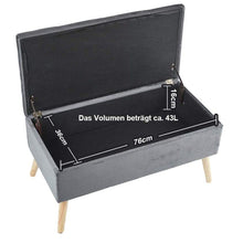 Lade das Bild in den Galerie-Viewer, Sitztruhe Sitzhocker Fußhocker mit Stauraum LeinenDeckel und Holzfüßen, 43L /Max. Tragfähigkeit 300kg 79,5 x 39,5 x 40 cm grau
