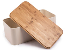 Lade das Bild in den Galerie-Viewer, Brotbox  mit Deckel, Großer Knäckebrot Box aus Metall, Brotaufbewahrungsbox , Brot ,Kekse Lange Aufbewahren und Trocken Halten (Beige-42cm)
