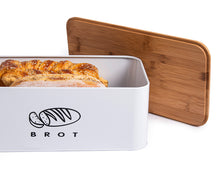 Lade das Bild in den Galerie-Viewer, Brotbox  mit Deckel, Großer Knäckebrot Box aus Metall, Brotaufbewahrungsbox , Brot,Kekse Lange Aufbewahren und Trocken Halten(Weiß-42cm)
