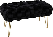 Lade das Bild in den Galerie-Viewer, Moderner Velvet SitzBank, Quadratisch Ottoman-Fußhocker
