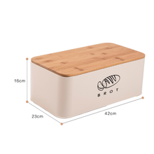 Lade das Bild in den Galerie-Viewer, Brotbox  mit Deckel, Großer Knäckebrot Box aus Metall, Brotaufbewahrungsbox , Brot ,Kekse Lange Aufbewahren und Trocken Halten (Beige-42cm)
