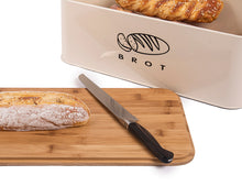 Lade das Bild in den Galerie-Viewer, Brotbox  mit Deckel, Großer Knäckebrot Box aus Metall, Brotaufbewahrungsbox , Brot ,Kekse Lange Aufbewahren und Trocken Halten (Beige-42cm)
