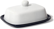 Lade das Bild in den Galerie-Viewer, Butterdose - Hochwertige Butterglocke aus Keramik - Butter Dish für alle gängigen Butter (250g) - Butterschale Porzellan (Schwarz-Weiß)

