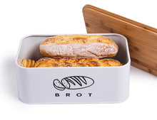 Lade das Bild in den Galerie-Viewer, Brotbox  mit Deckel, Großer Knäckebrot Box aus Metall, Brotaufbewahrungsbox , Brot,Kekse Lange Aufbewahren und Trocken Halten(Weiß-30cm)
