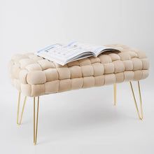 Lade das Bild in den Galerie-Viewer, Moderner Velvet SitzBank, Quadratisch Ottoman-Fußhocker

