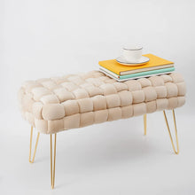 Lade das Bild in den Galerie-Viewer, Moderner Velvet SitzBank, Quadratisch Ottoman-Fußhocker
