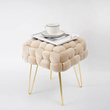 Lade das Bild in den Galerie-Viewer, Moderner Velvet SitzBank, Quadratisch Ottoman-Fußhocker
