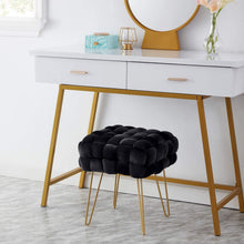 Lade das Bild in den Galerie-Viewer, Moderner Velvet SitzBank, Quadratisch Ottoman-Fußhocker
