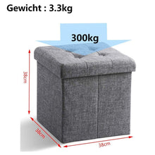 Lade das Bild in den Galerie-Viewer, Fußhocker, Fußbank Truhen Aufbewahrungsbox faltbar belastbar bis 300 kg, Leinen, 38 x 38 x 38 cm（Dunkelgrau）
