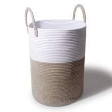 Lade das Bild in den Galerie-Viewer, Wäschekorb mit Henkel, Spielzeug Aufbewahrung, Aufbewahrungsbox Geflochten, Wäschesammler Groß, Aufbewahrungskorb Kinderzimmer（Braun-D 38 x H 50 CM）
